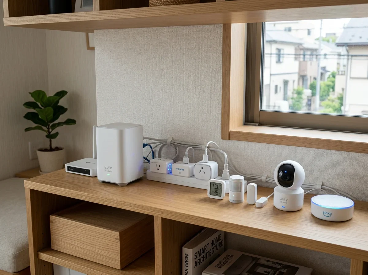 複数のスマート家電を一つのハブにまとめるイメージ