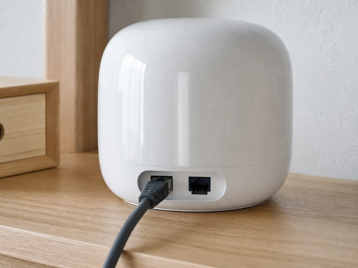 Google Nest Wifi Proの背面にある2つのEthernetポート