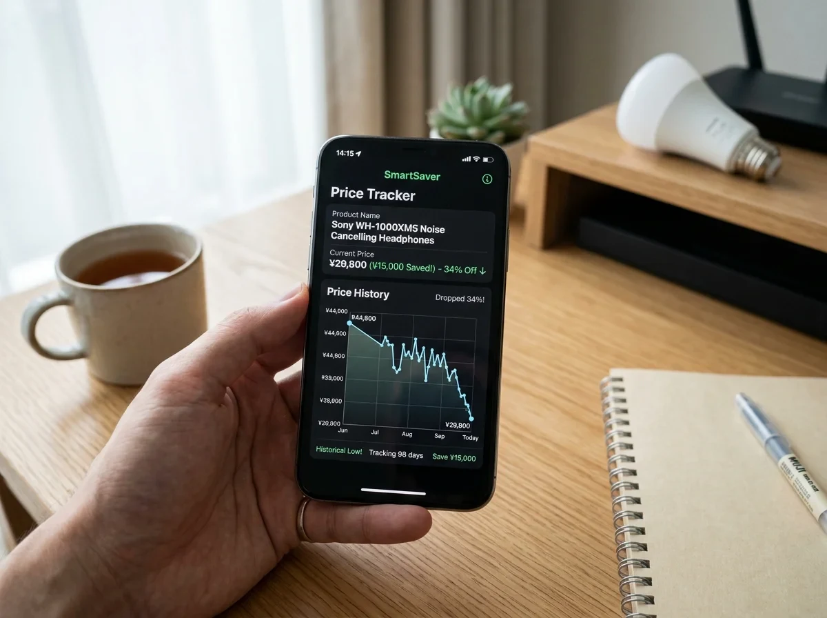 価格推移を追跡するスマートフォン画面